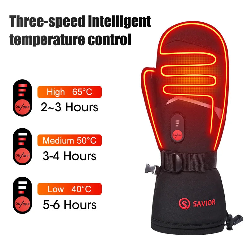Savior Heat Rechargeable Heated Winter Gloves With Windproof Feature