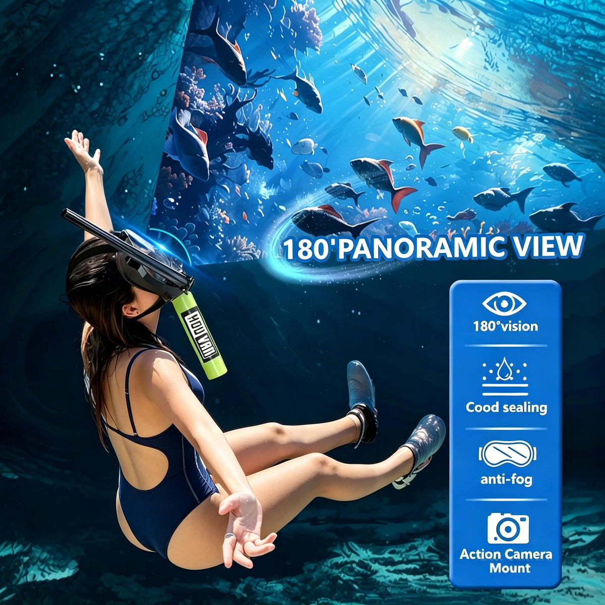 Houvan Portable Scuba Tank With Full Face Snorkel Mask