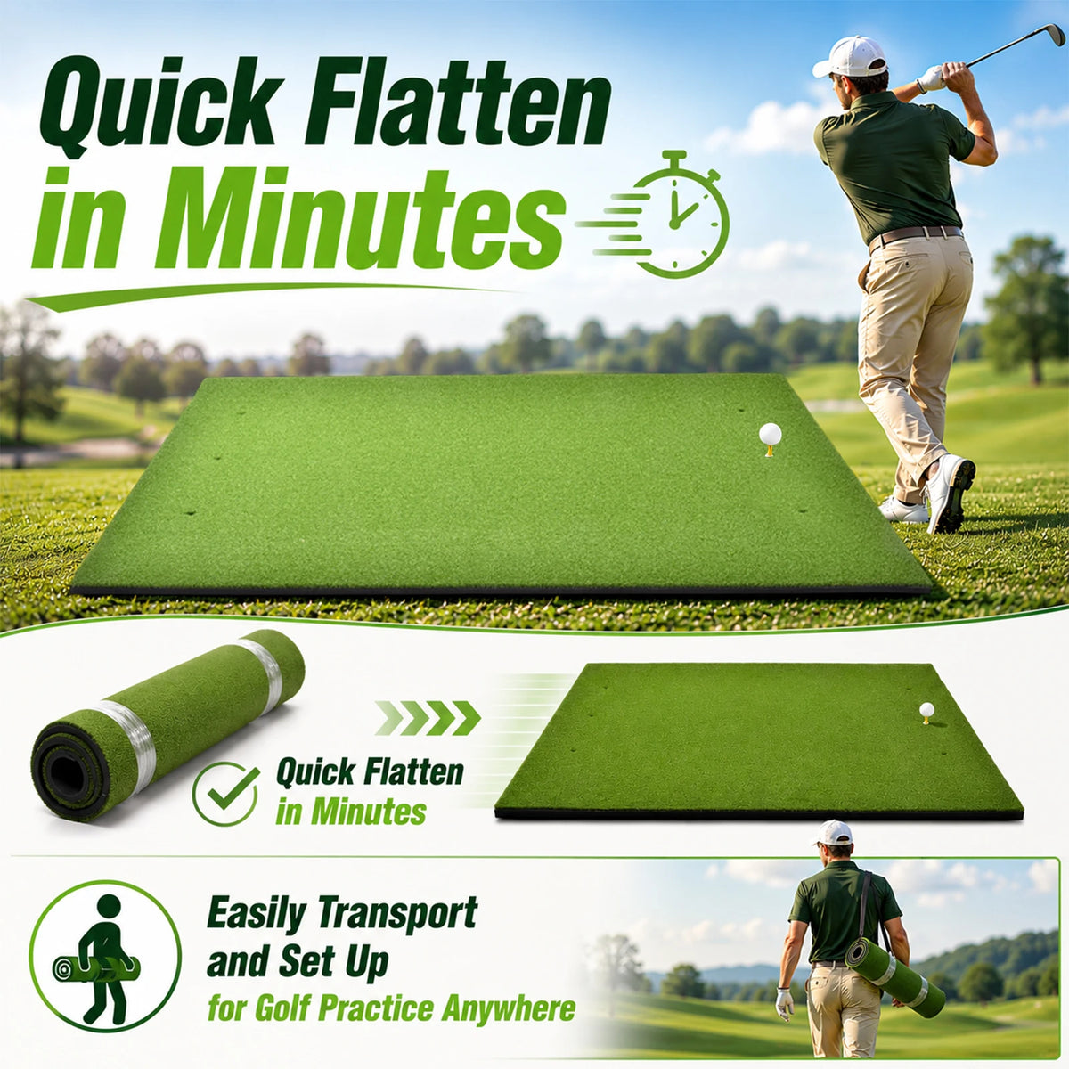 Premium Artificial Golf Turf Practice Mat Including Balls And Tees