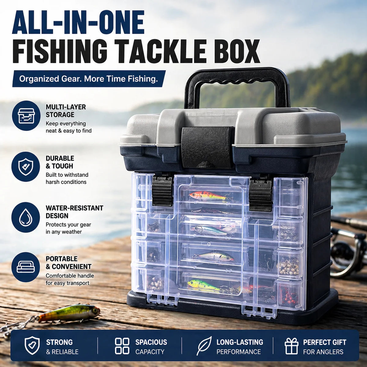Zoe Multi Functional Fishing Tackle Box Kit With Pliers