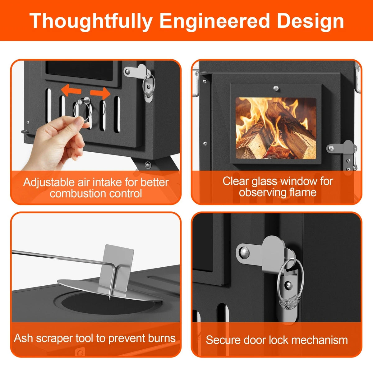 Portable Wood Burning Tent Stove for Camping Heating and Cooking