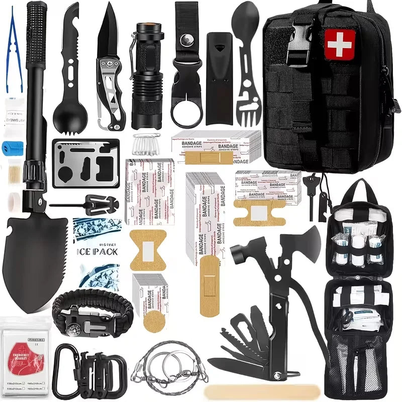 217-Piece Survival Kit First Aid Tools Molle Bag Outdoor Hiking