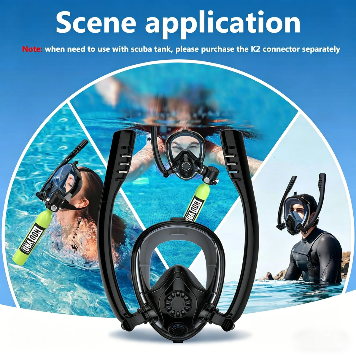 Houvan Portable Scuba Tank With Full Face Snorkel Mask