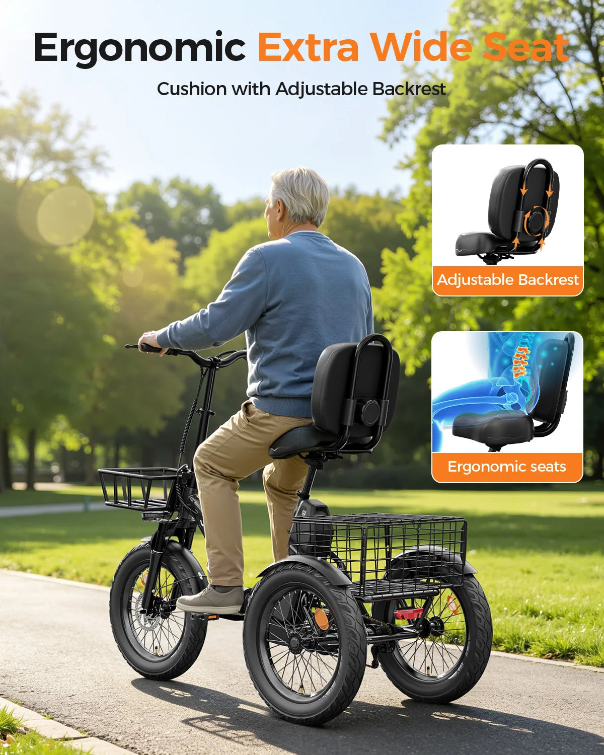 Eilleo Spacewalk 1200W Three Wheel Folding Electric Trike For Adults