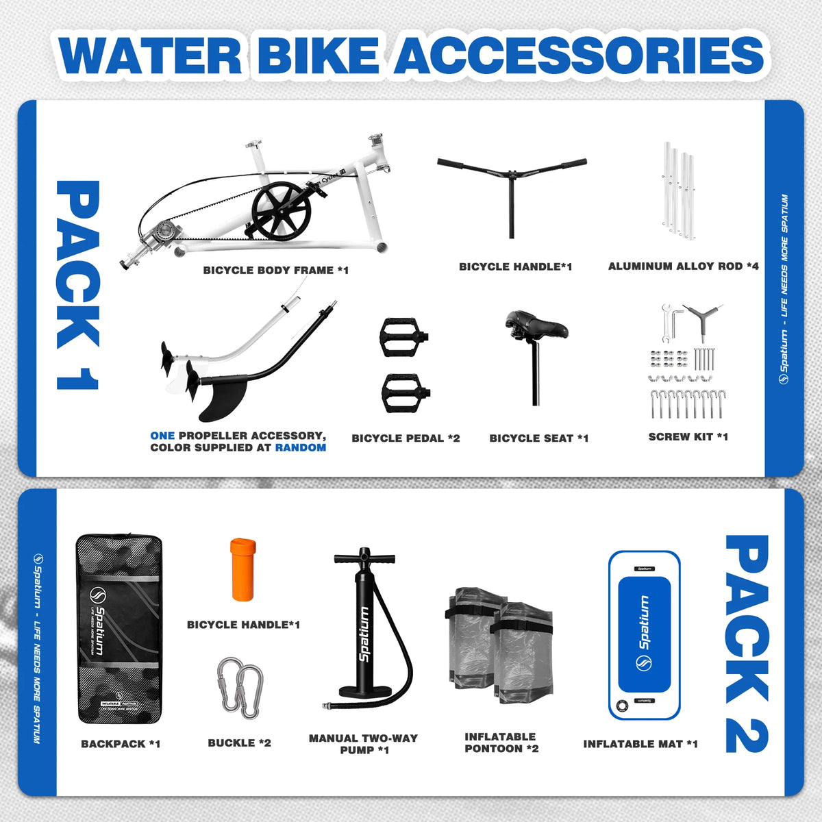 Spatium Adult Inflatable Water Bike With Pontoon And 3-Bladed Propeller