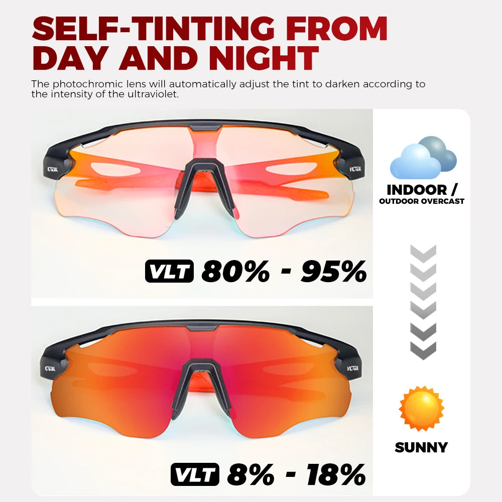 Victgoal Photochromic UV400 Cycling Sunglasses Unisex Sports Eyewear