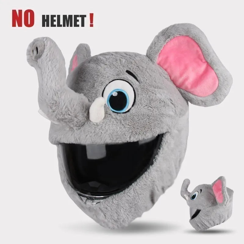 UCHOOSE Cartoon Plush Motorcycle Helmet Cover With Large Flexible Ears