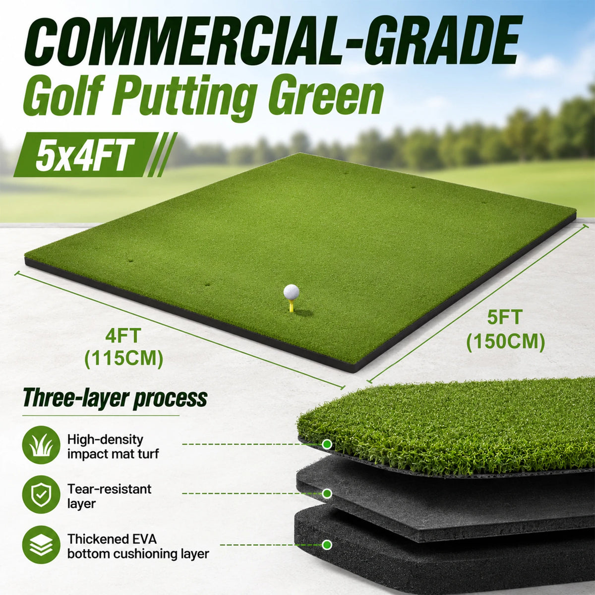 Premium Artificial Golf Turf Practice Mat Including Balls And Tees