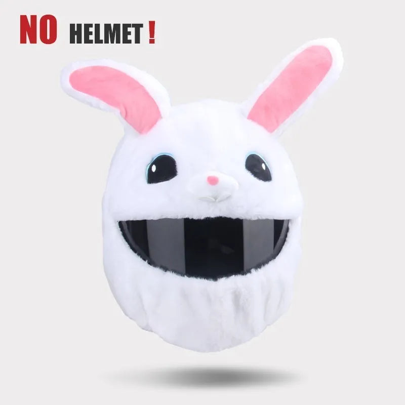 UCHOOSE Cartoon Plush Motorcycle Helmet Cover With Large Flexible Ears
