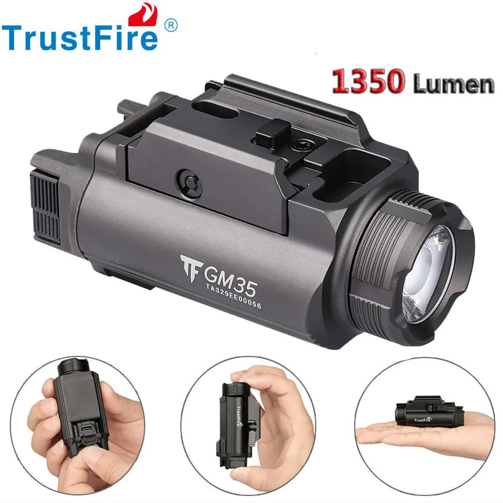 TrustFire GM35 Tactical LED Flashlight With USB Rechargeable Rail Mount