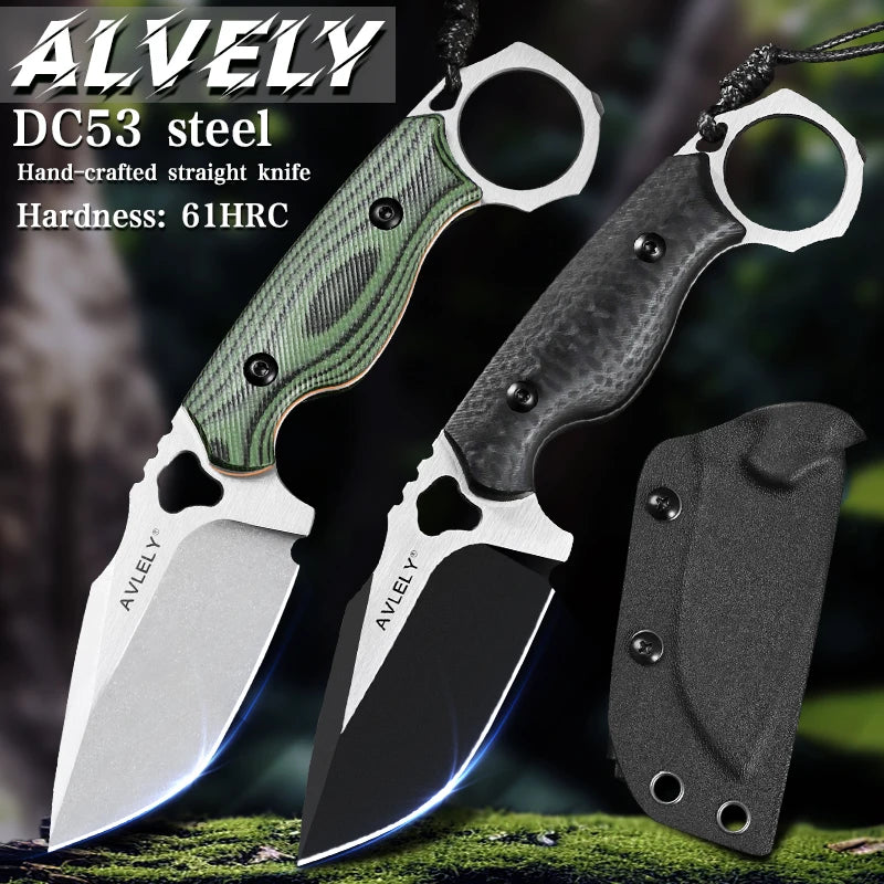 Alvely DC53 Steel Fixed Blade Knife With G10 Handle