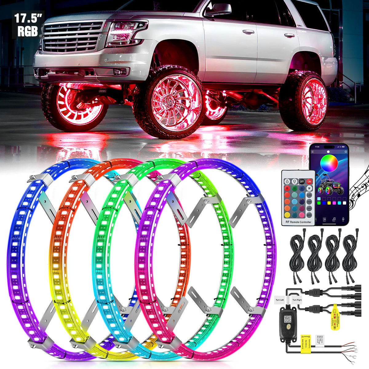 Nilight Double Row LED Wheel Ring Lights With Remote