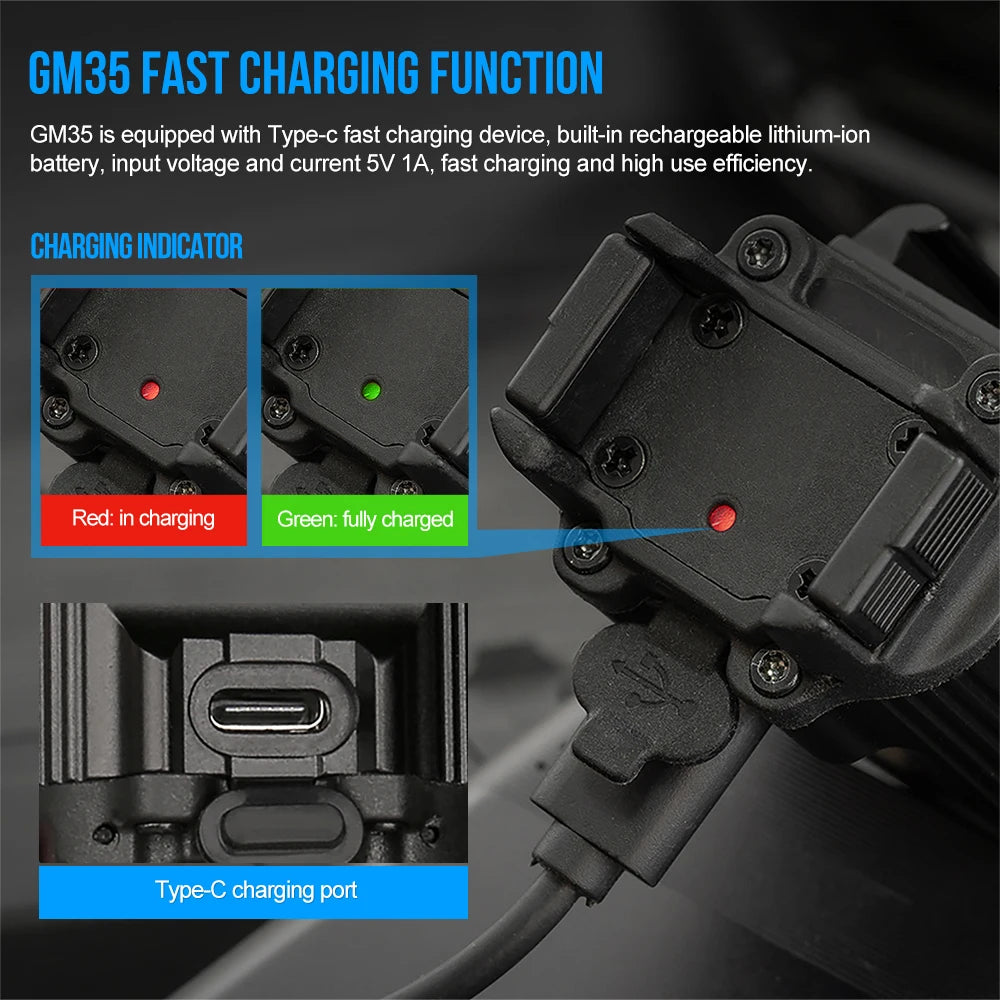TrustFire GM35 Tactical LED Flashlight With USB Rechargeable Rail Mount