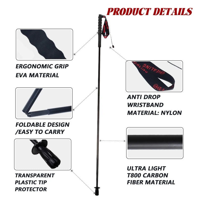 Okhealing Carbon Fiber Foldable Trekking Poles Ultralight Hiking Sticks