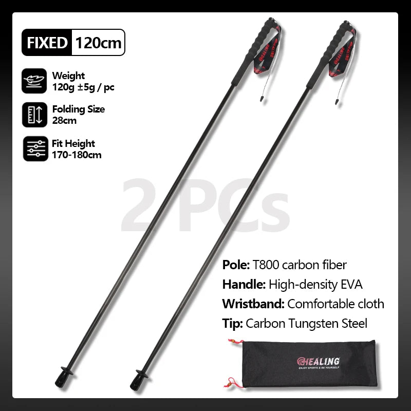 Okhealing Carbon Fiber Foldable Trekking Poles Ultralight Hiking Sticks