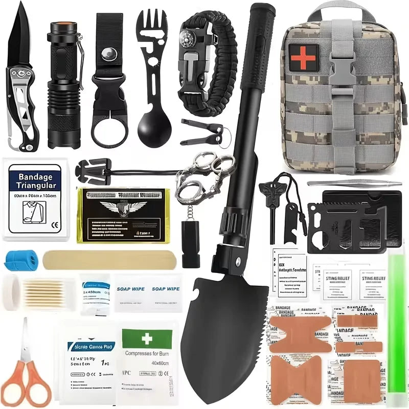 217-Piece Survival Kit First Aid Tools Molle Bag Outdoor Hiking