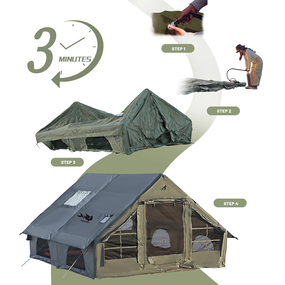 PAKICETUS Luxury Inflatable Camping Tent With Skylight And Air Pump