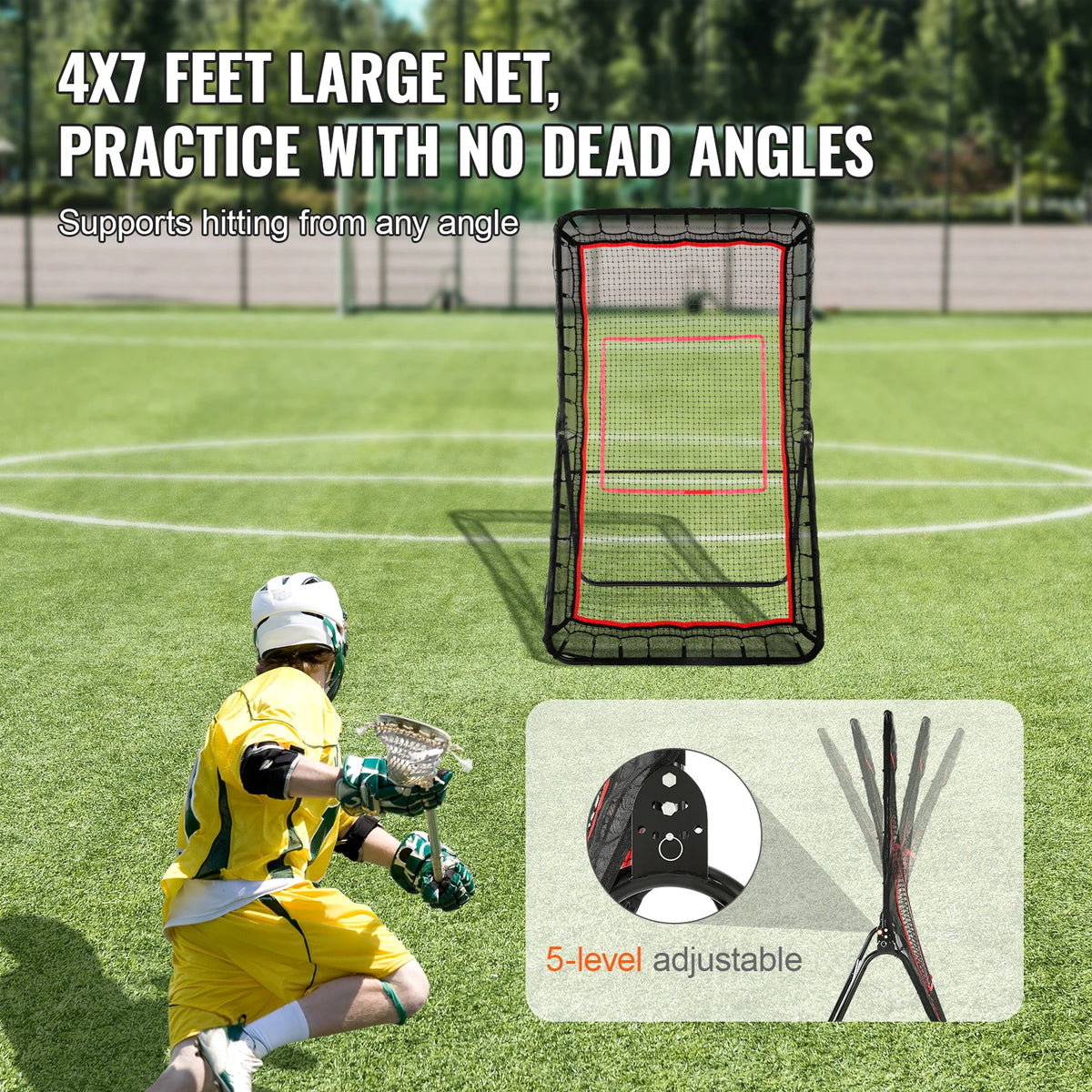 SucceBuy Adjustable Lacrosse Rebounder Net For Baseball Softball Sports Practice