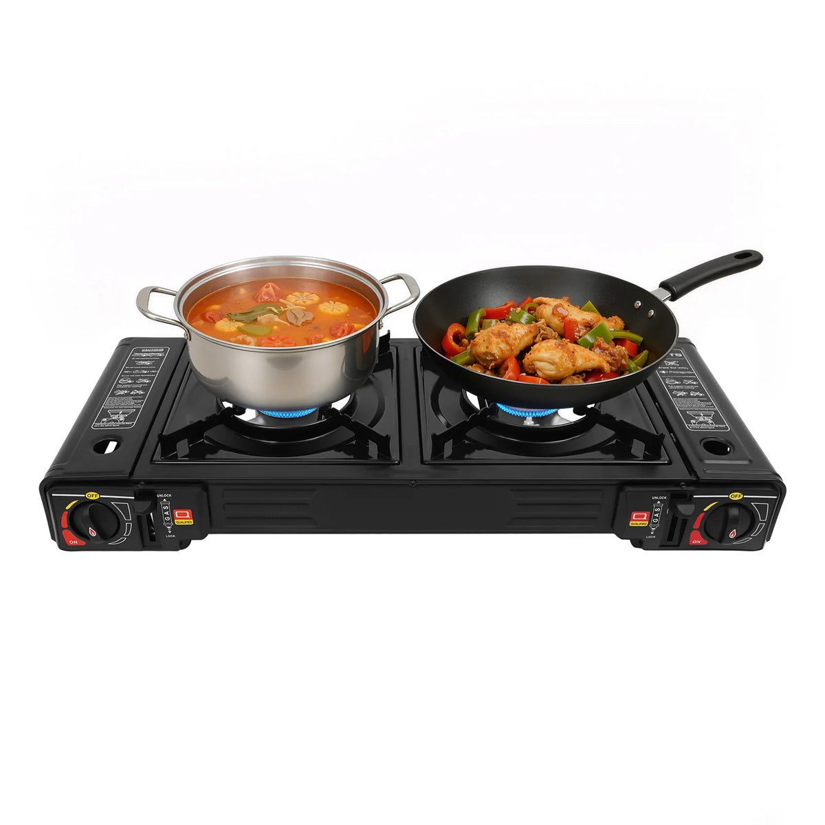 Bymaocar Portable Two Burner Camping Stove With Baking Tray