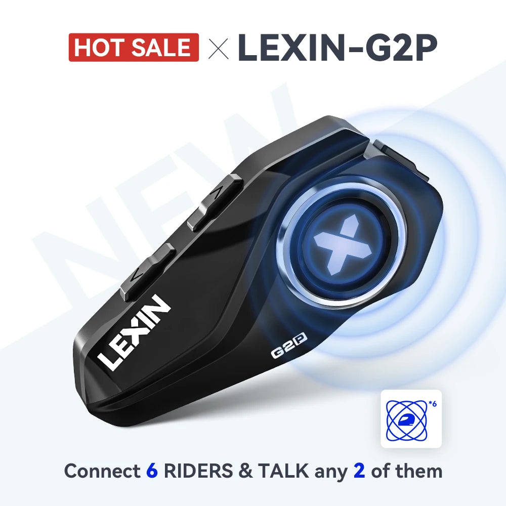 Lexin G2P Bluetooth Motorcycle Intercom Headset With FM Radio