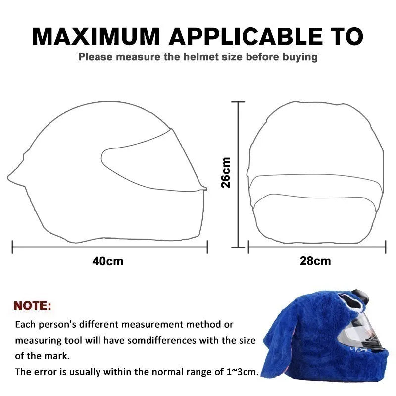UCHOOSE Cartoon Plush Motorcycle Helmet Cover With Large Flexible Ears