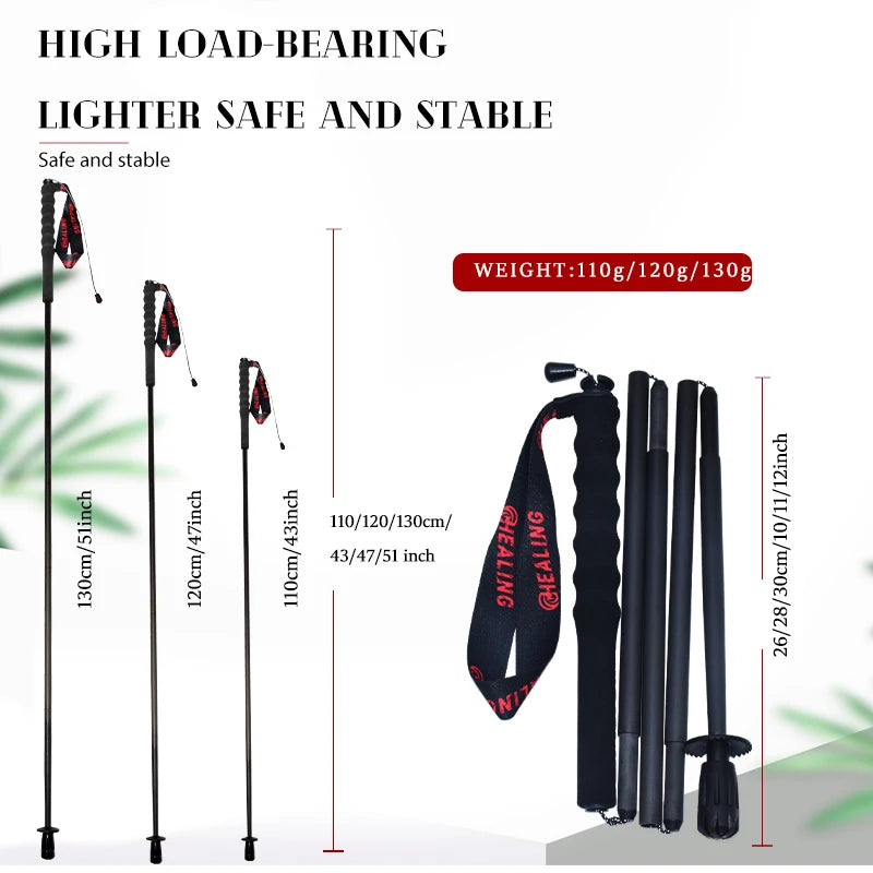 Okhealing Carbon Fiber Foldable Trekking Poles Ultralight Hiking Sticks