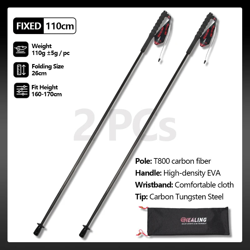 Okhealing Carbon Fiber Foldable Trekking Poles Ultralight Hiking Sticks