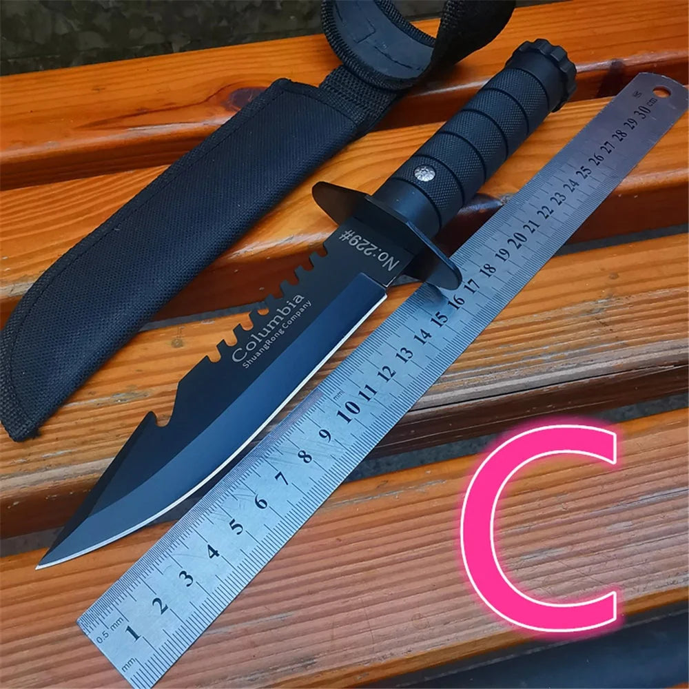 Fixed Blade Bowie Hunting Knife With Sheath For Survival Camping