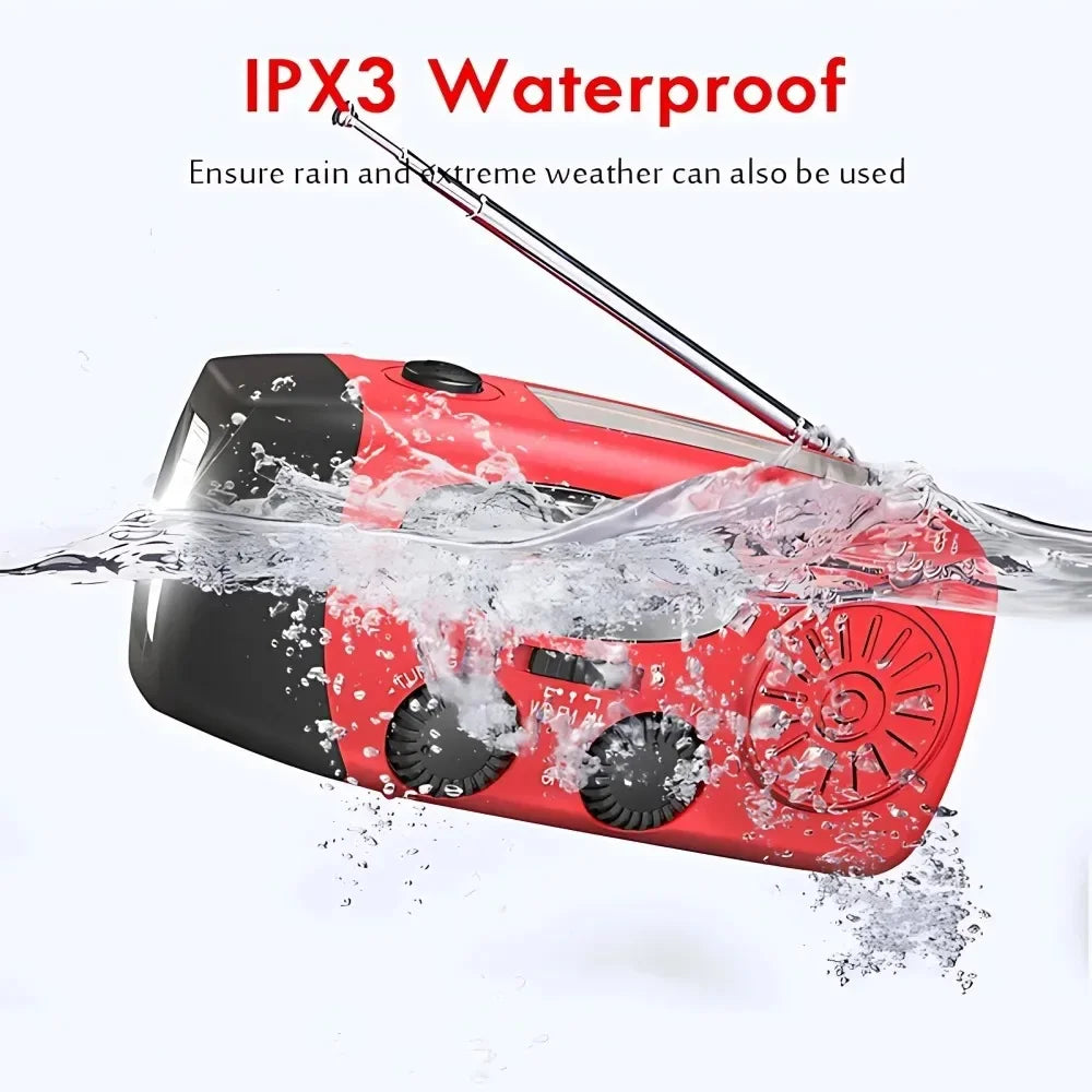 Portable Emergency Radio With Hand Crank Power Bank And Flashlight