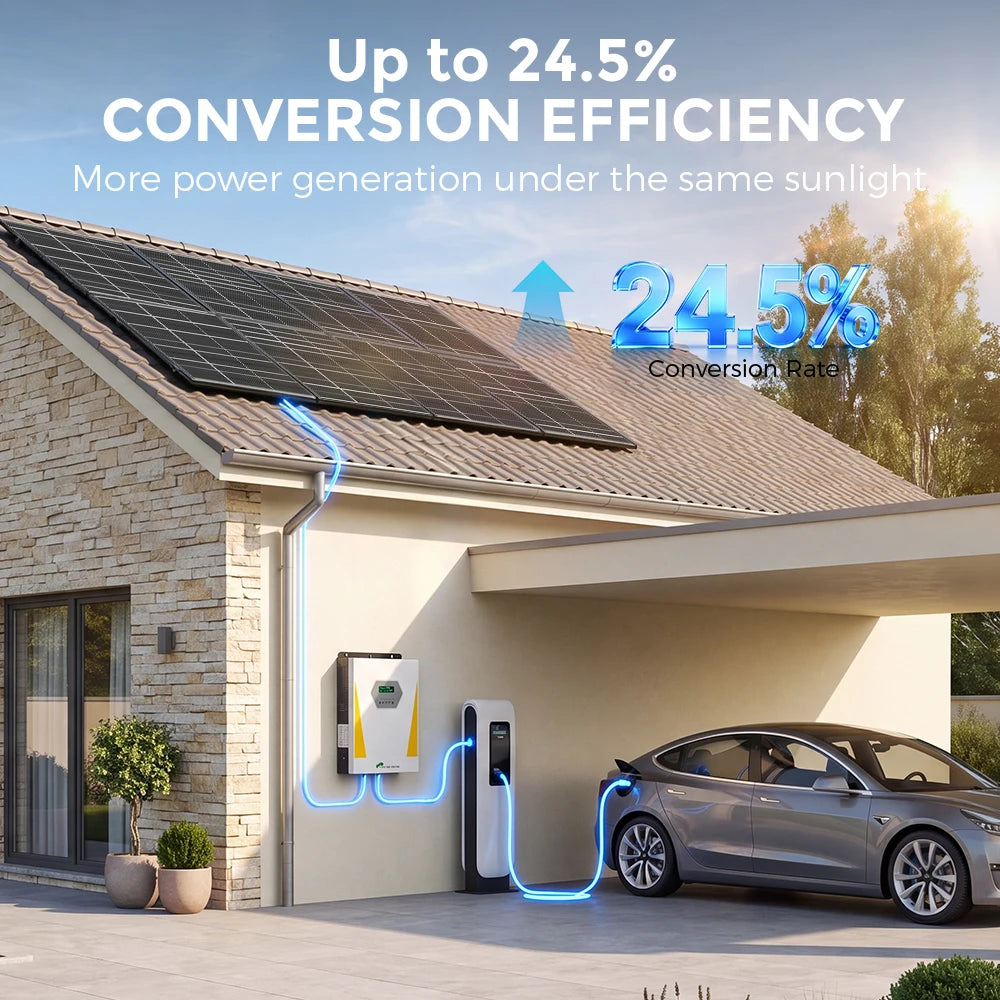 RVPOZWER Bifacial N-Type Monocrystalline Solar Panel for Off-Grid Power