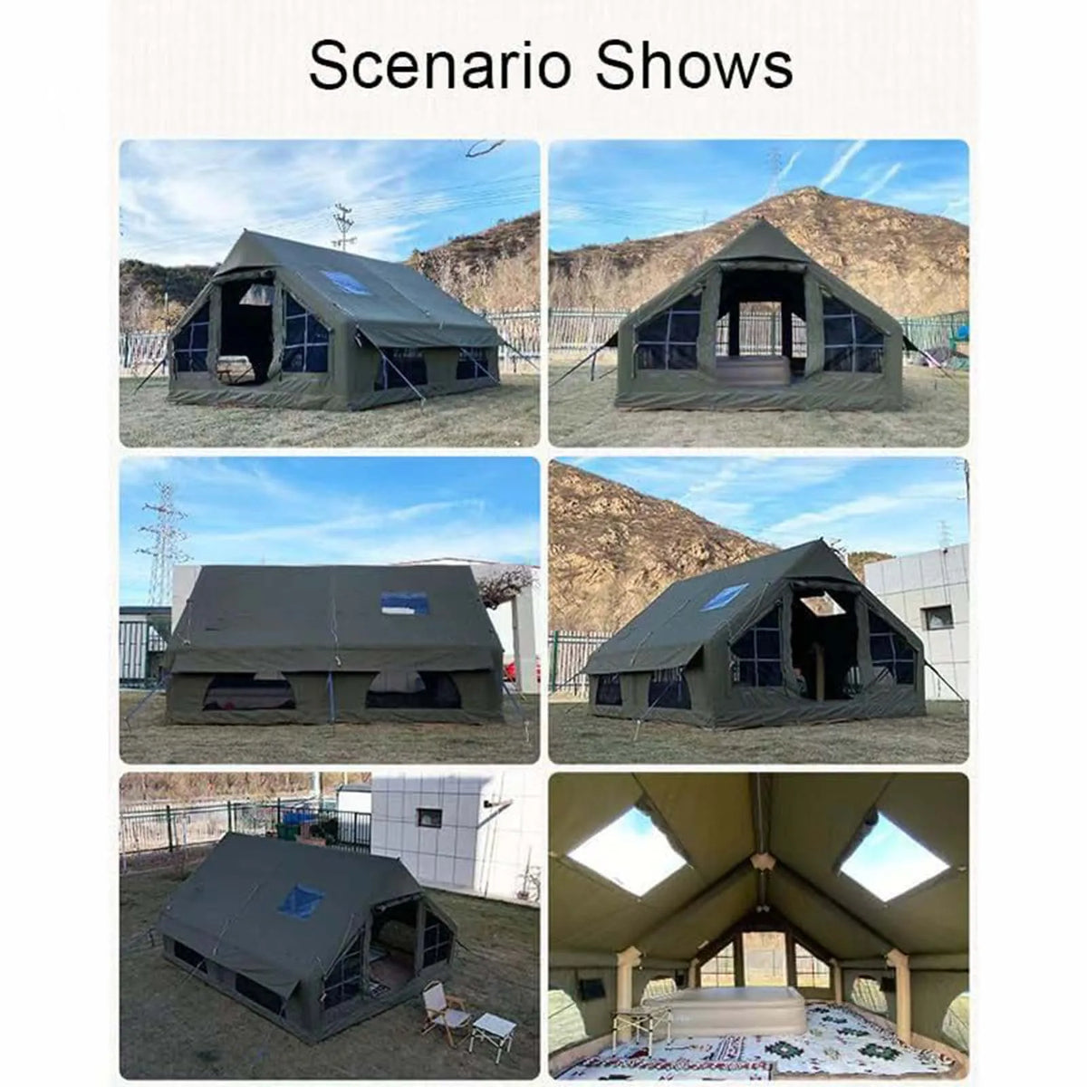 SENLEETO Inflatable Glamping Tent With Stove Jack And Waterproof Mat