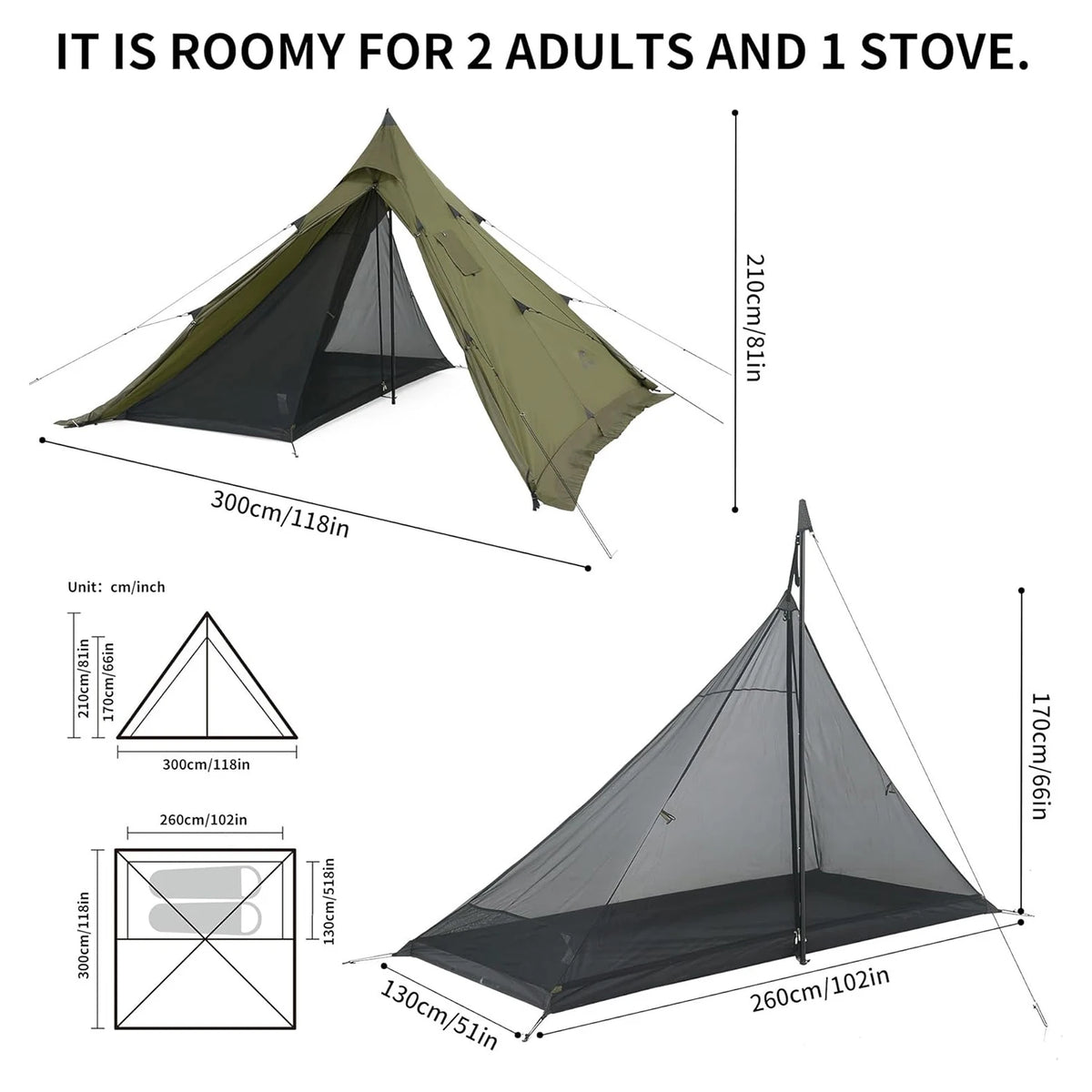 Naturehike Flame Retardant Camping Tent With Chimney Window