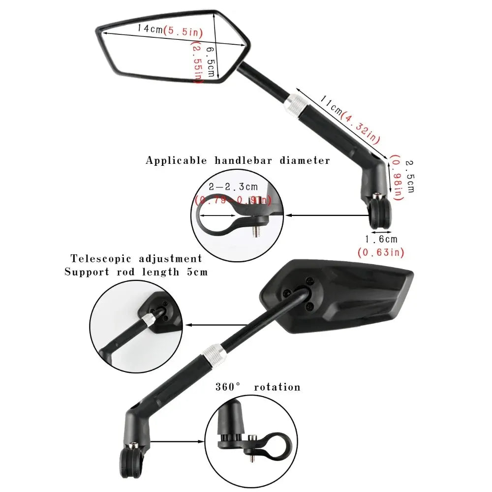 Tosud Adjustable Telescopic Mountain Bicycle Rearview Mirror