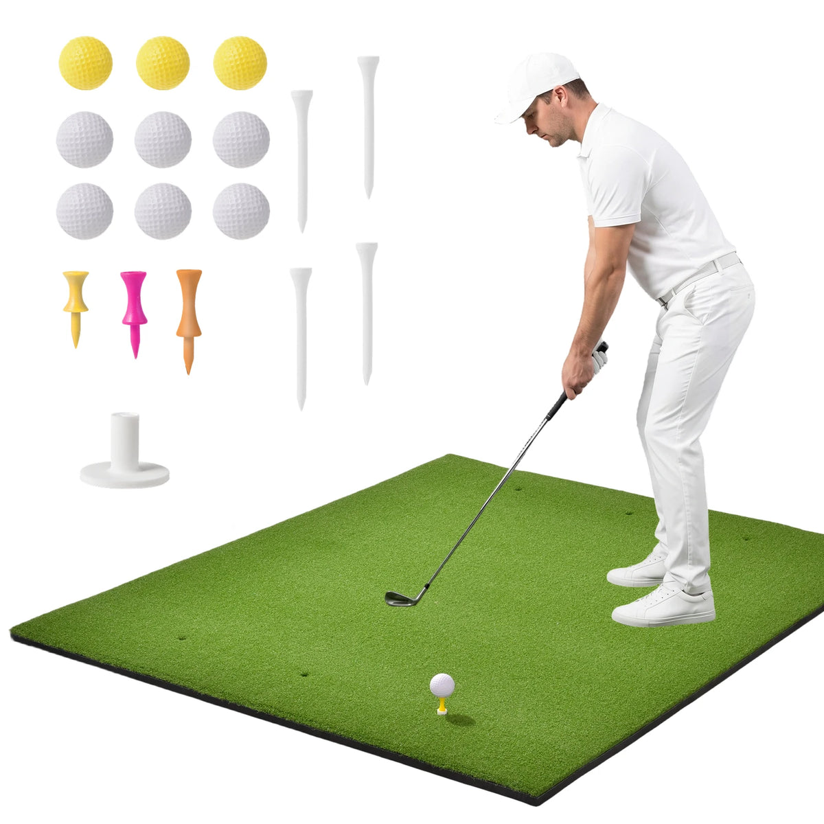 Premium Artificial Golf Turf Practice Mat Including Balls And Tees