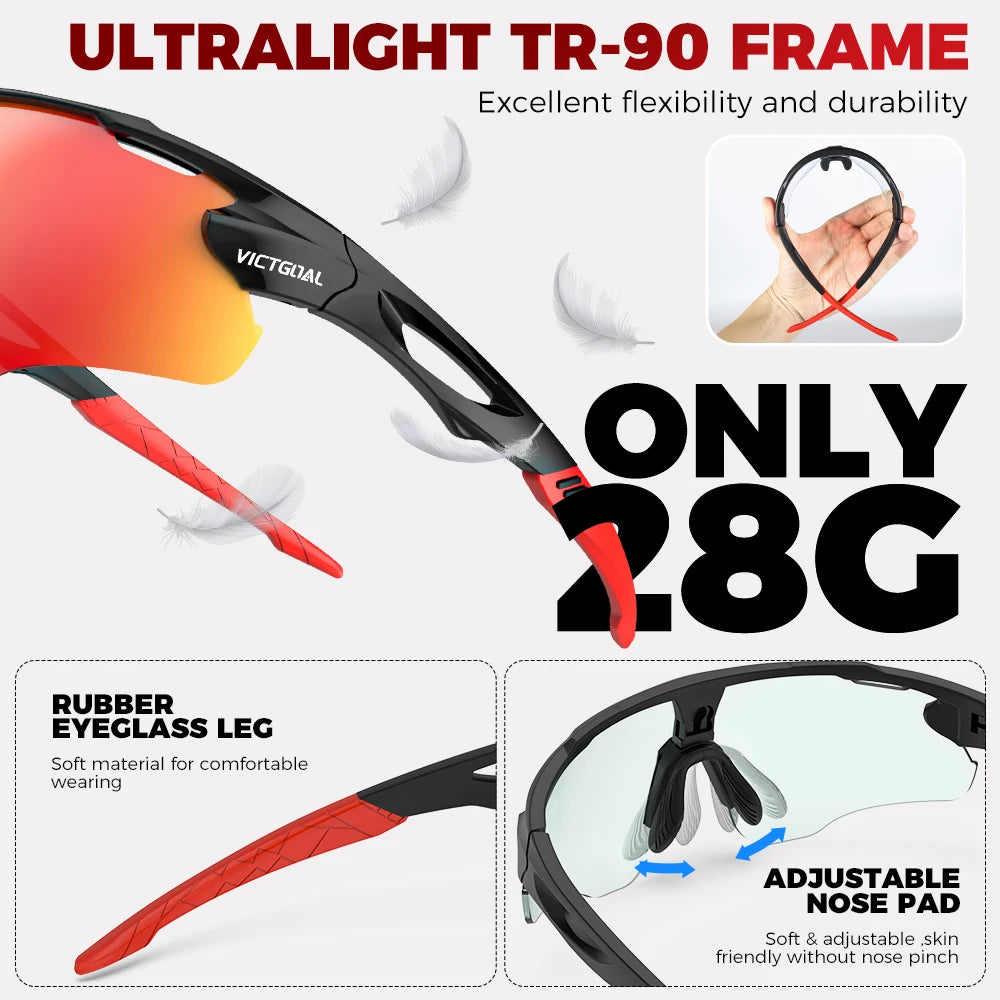 Victgoal Photochromic UV400 Cycling Sunglasses Unisex Sports Eyewear