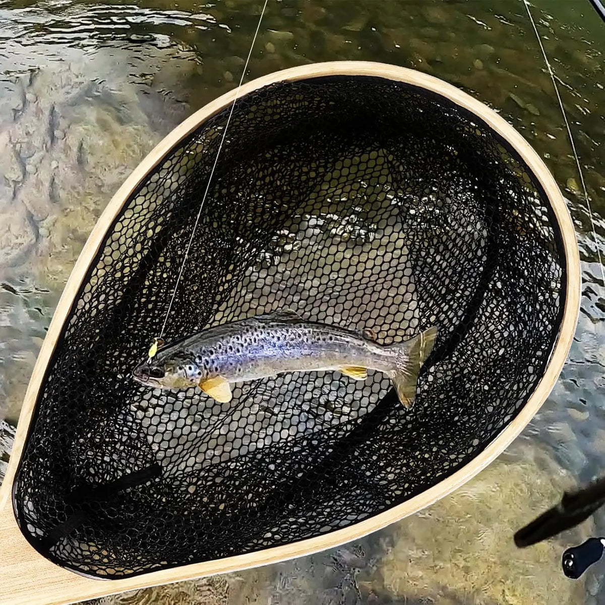 Light Wooden Cast Net With Sturdy Handles For Recreational Angling