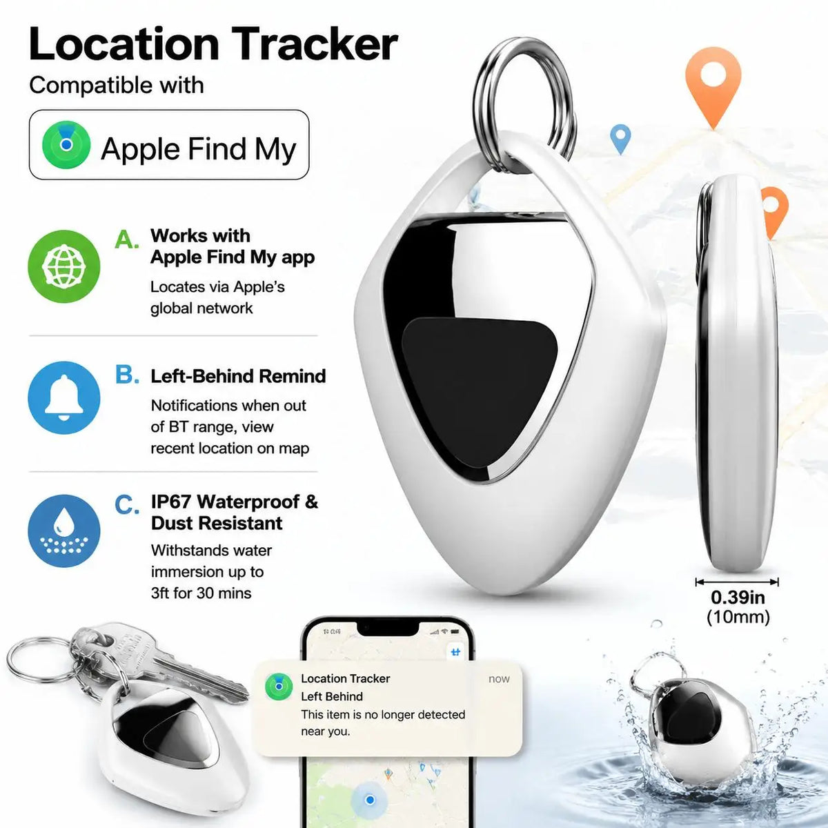 Waterproof Bluetooth Tracker for Keys Pets and Bags