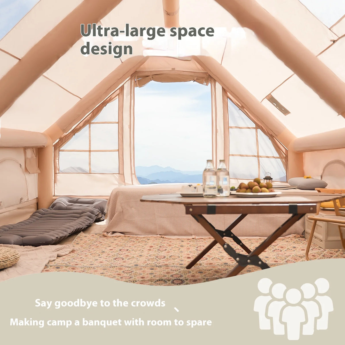 Pakicetus Automatic Inflatable Camping Tent With Integrated Stove Plug