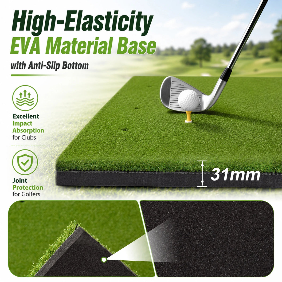 Premium Artificial Golf Turf Practice Mat Including Balls And Tees