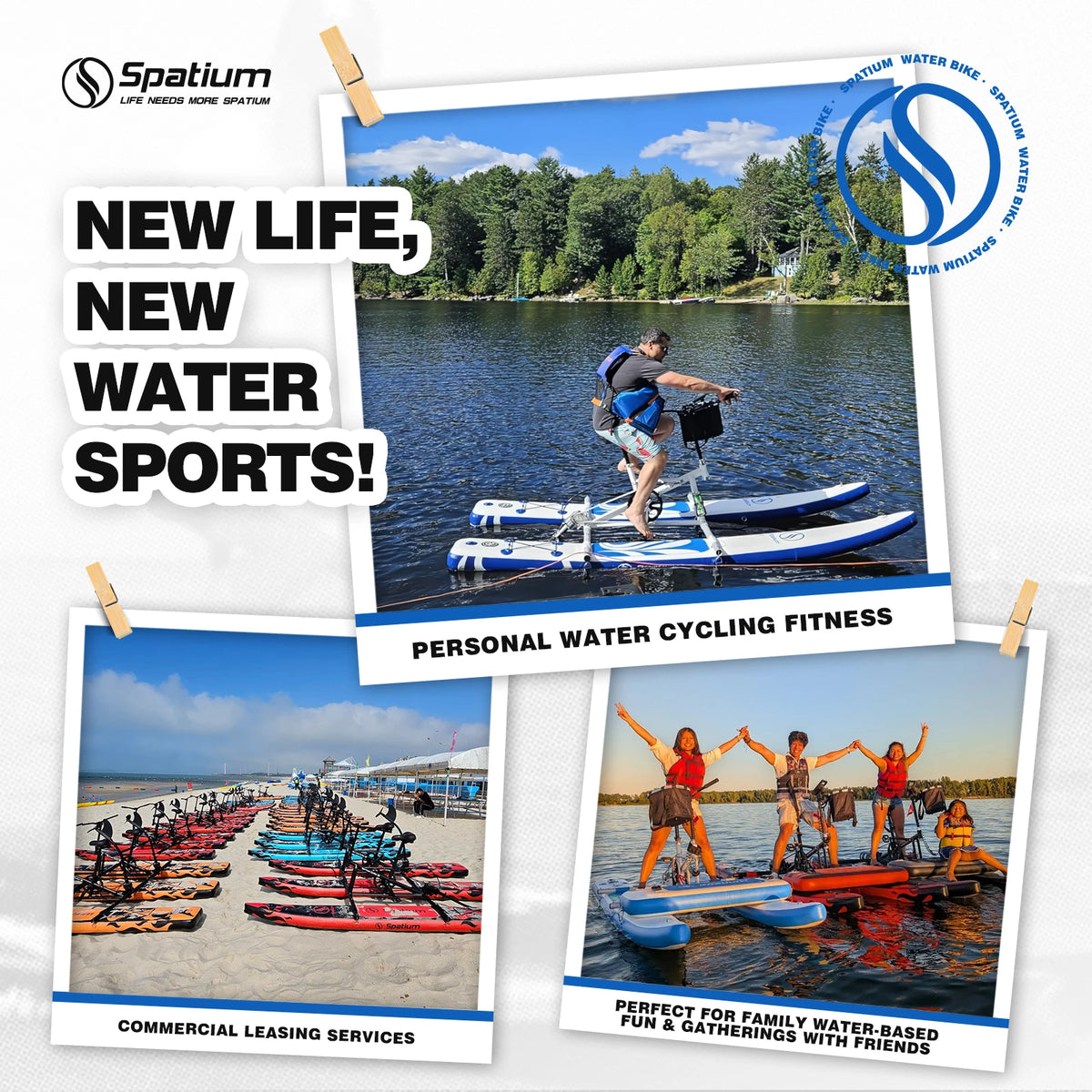Spatium Adult Inflatable Water Bike With Pontoon And 3-Bladed Propeller