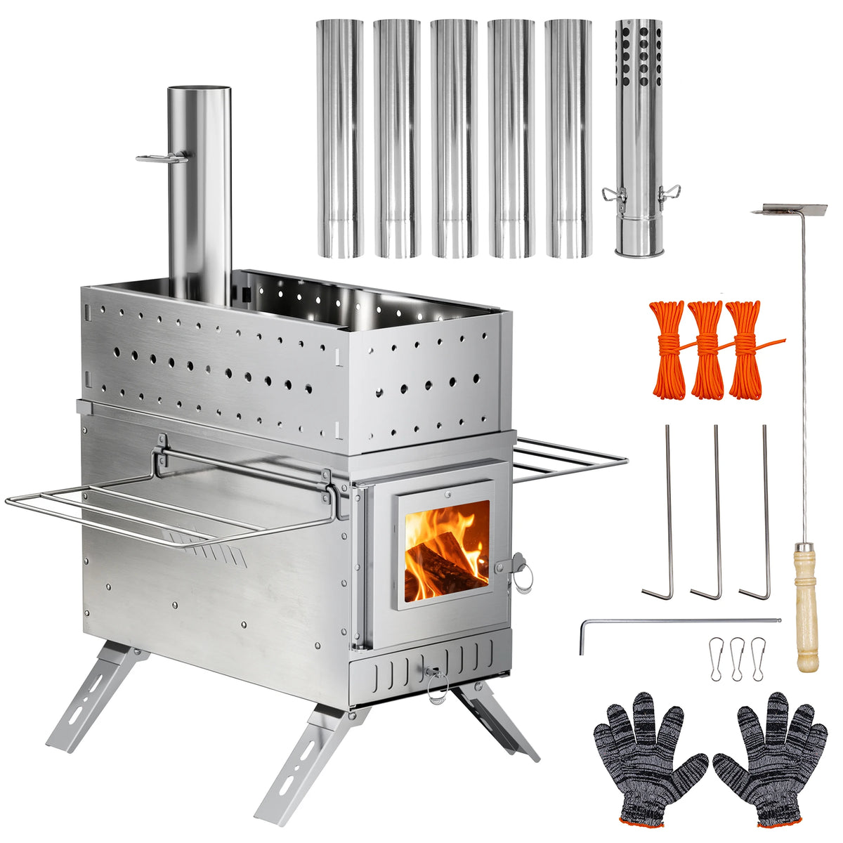 Unho Hot Tent Wood Burning Stove with Glass Window