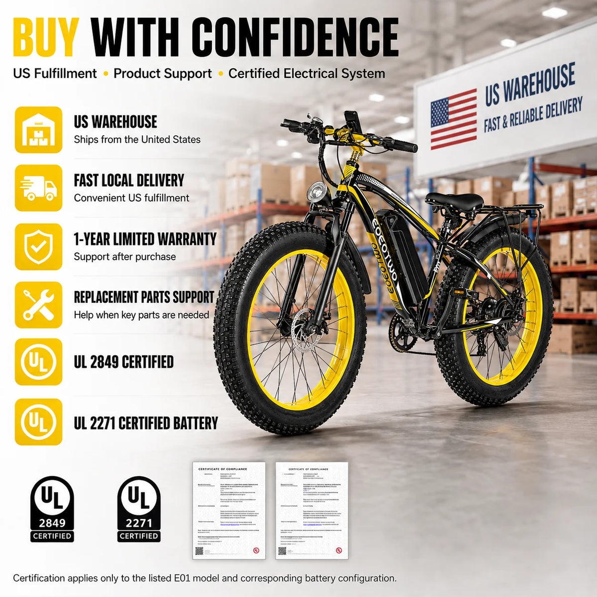 EOEOTWO 750W Electric Bike With 48V Battery And Aluminum Frame