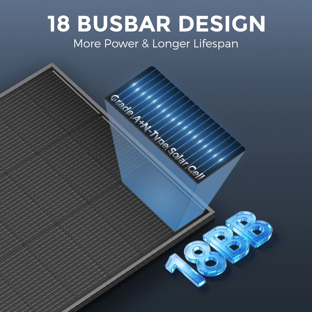 RVPOZWER N-Type Monocrystalline Rigid Solar Panels for Off Grid Power