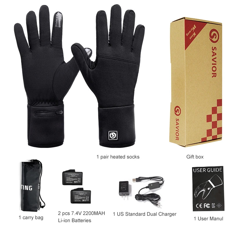 Day Wolf Heated Gloves Liner Winter Rechargeable Warm Skiing Sports