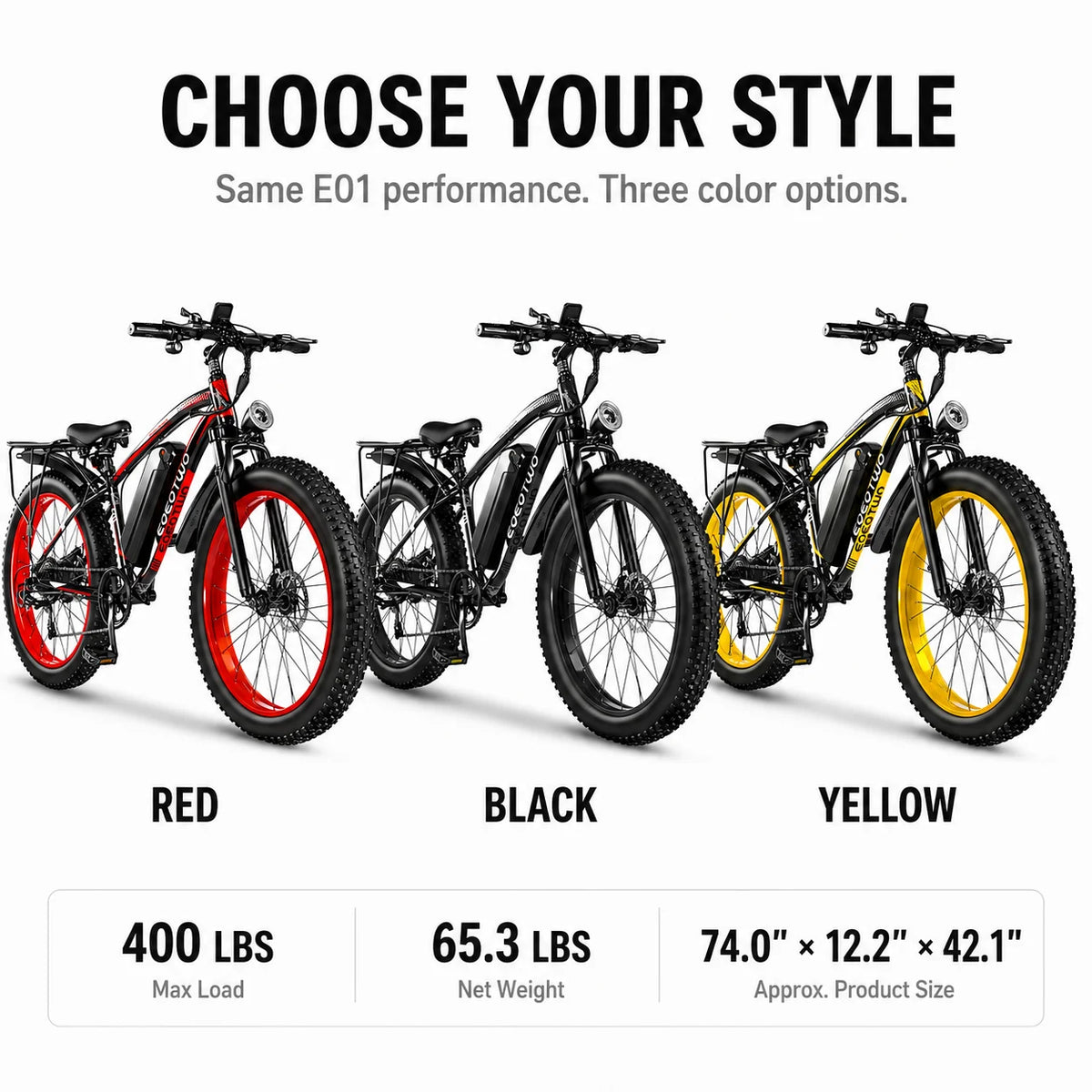 EOEOTWO 750W Electric Bike With 48V Battery And Aluminum Frame