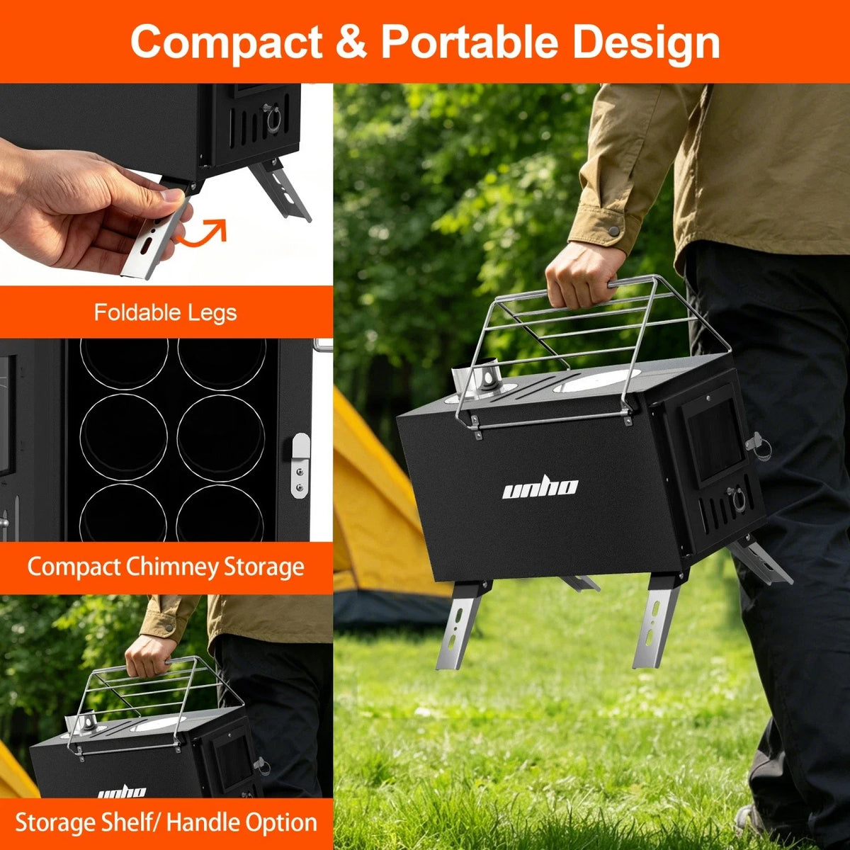 Portable Wood Burning Tent Stove for Camping Heating and Cooking