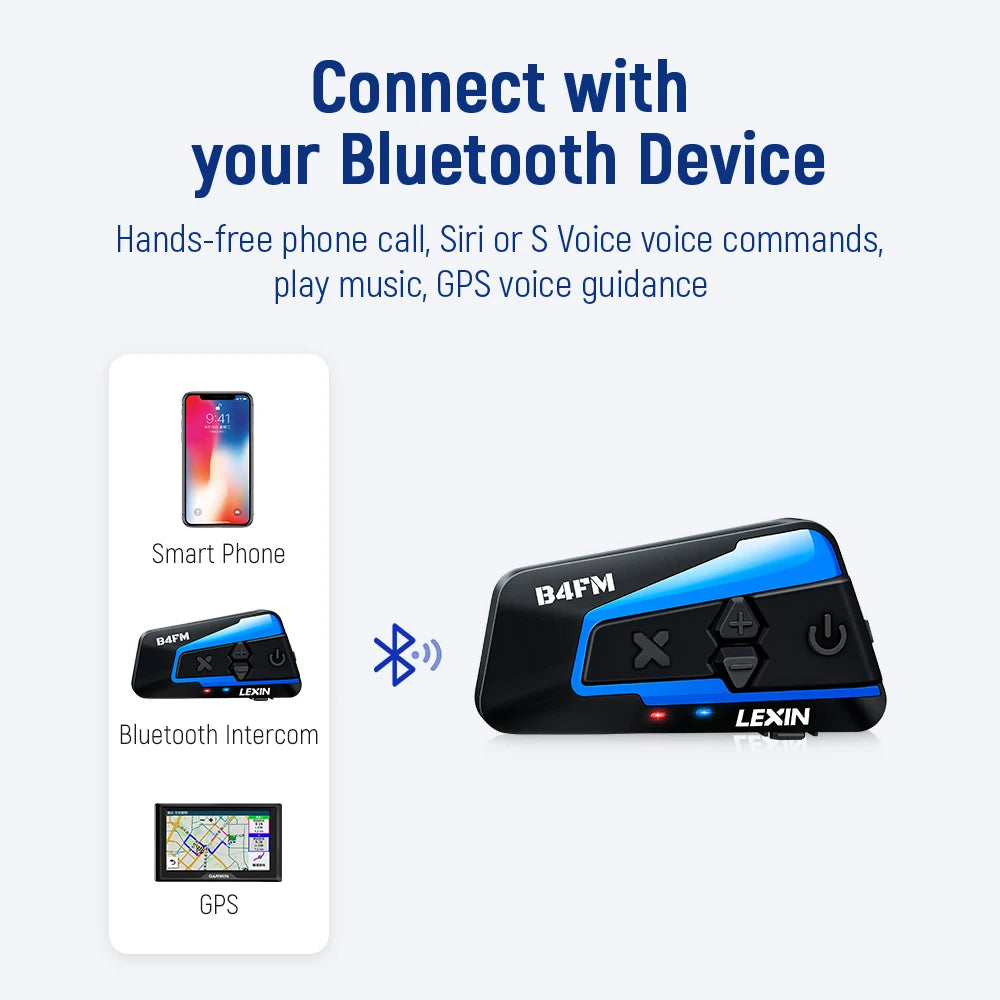 Lexin B4FM-X Bluetooth Motorcycle Intercom Headset Wireless Music Sharing