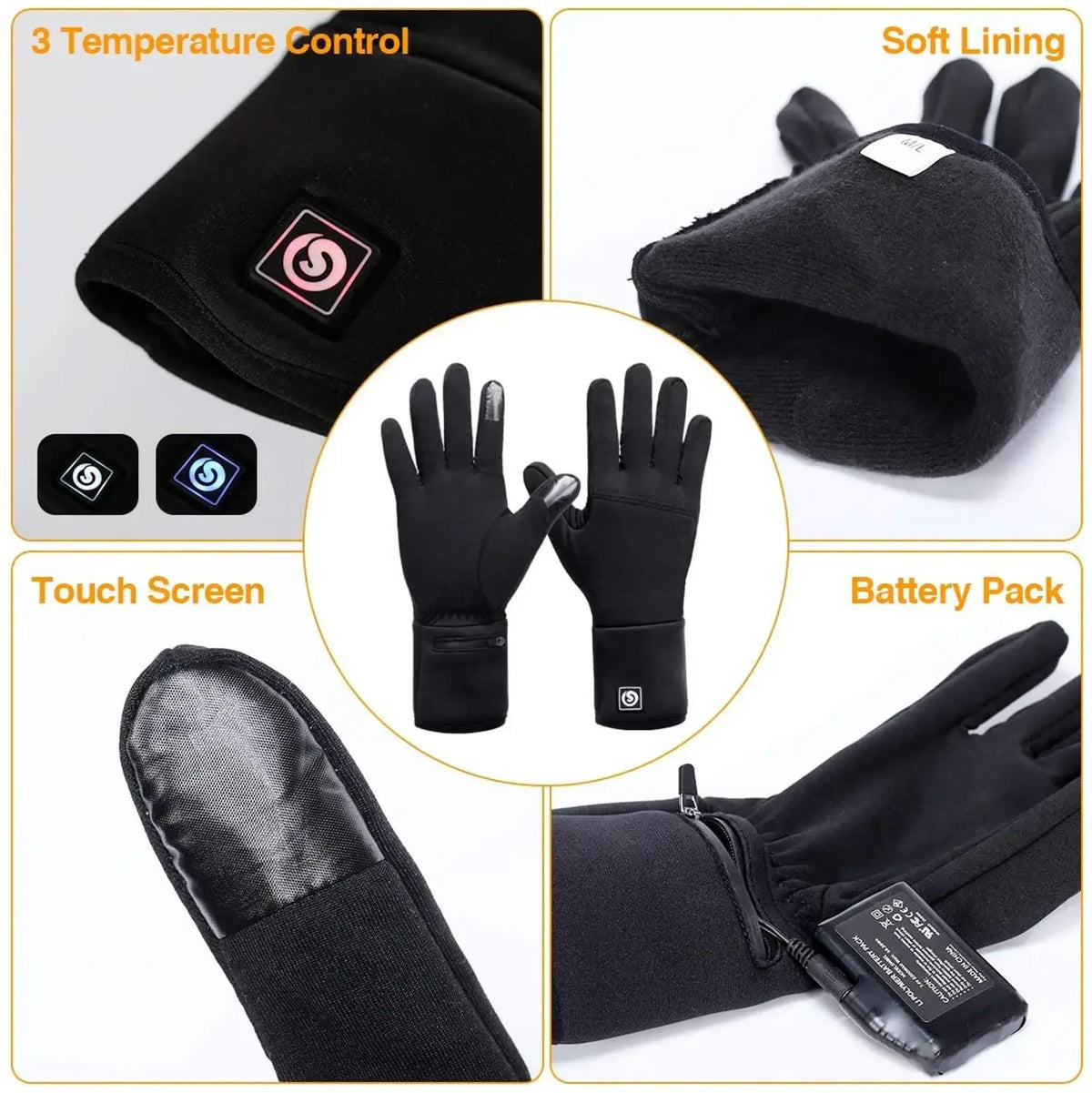 Day Wolf Heated Gloves Liner Winter Rechargeable Warm Skiing Sports