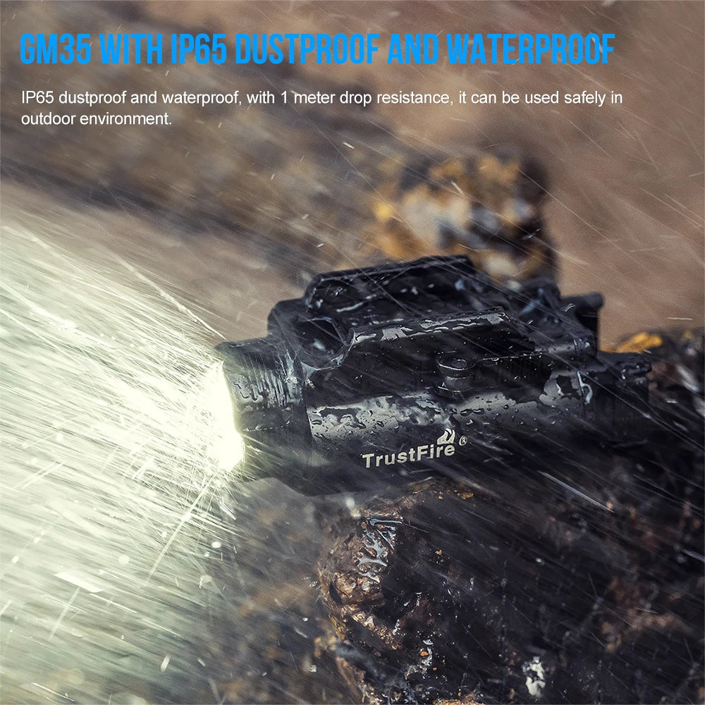 TrustFire GM35 Tactical LED Flashlight With USB Rechargeable Rail Mount
