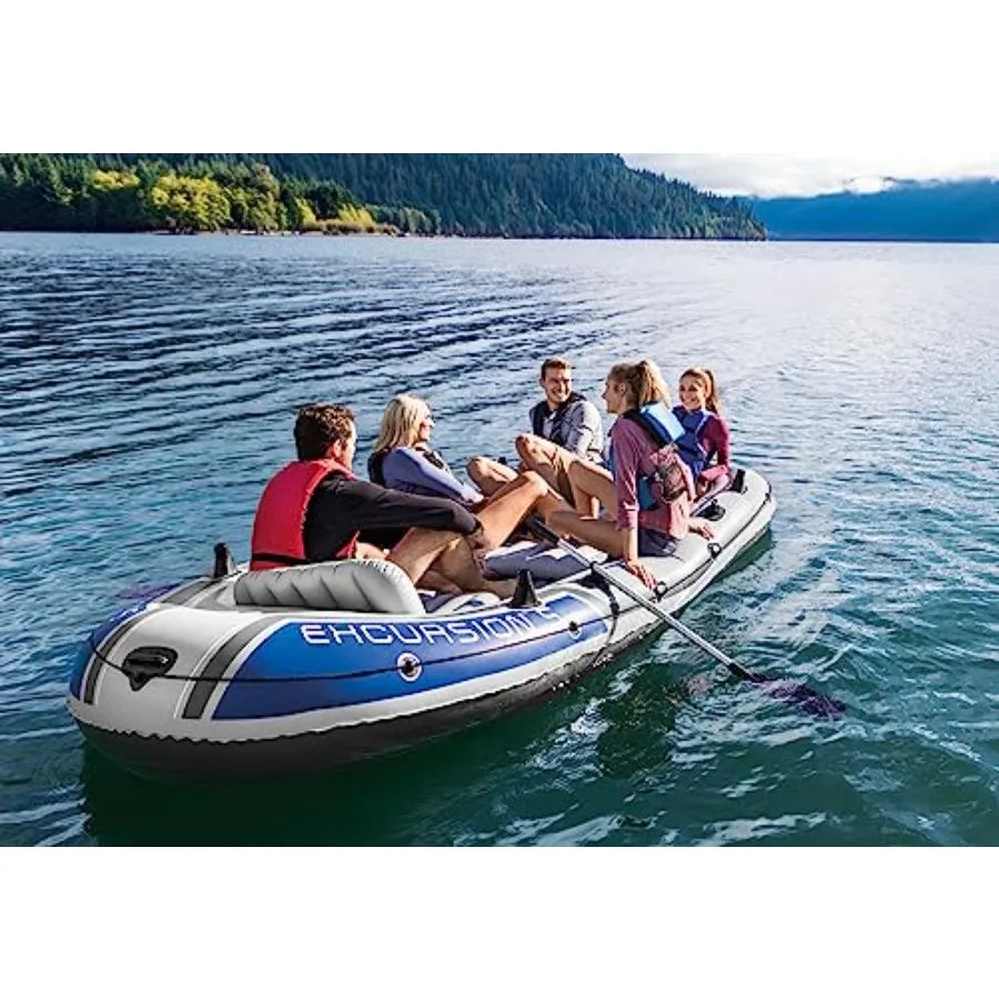Inflatable Fishing Boat River Raft Set With Oars For Outdoors